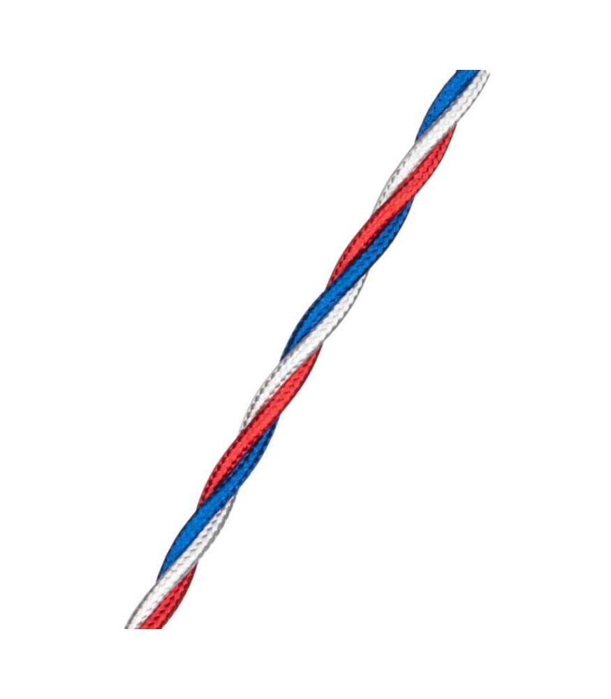 Decorative Textile Cable twisted 3c shiny blue white red 3m-DIY – Lighting Components-Svetila.eu